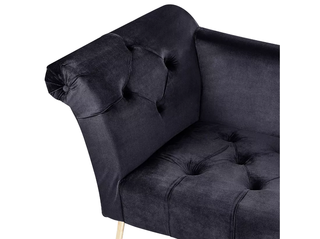 Chaise longue en velours noir NANTILLY