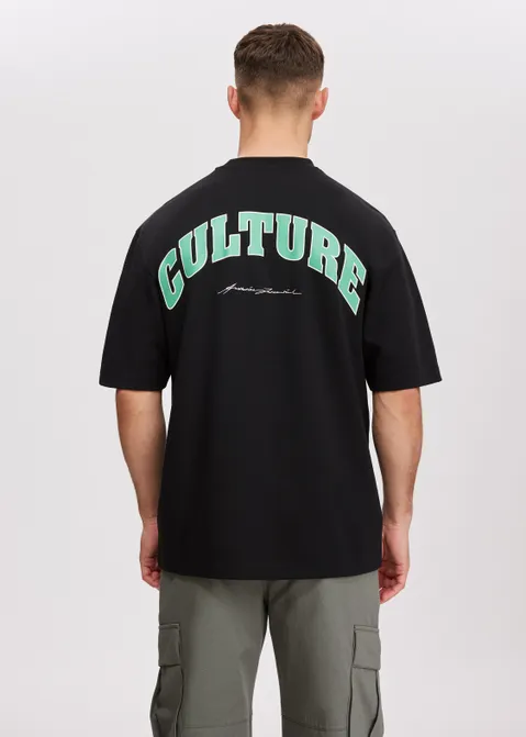 T-shirt met print culture zwart (ZWART)