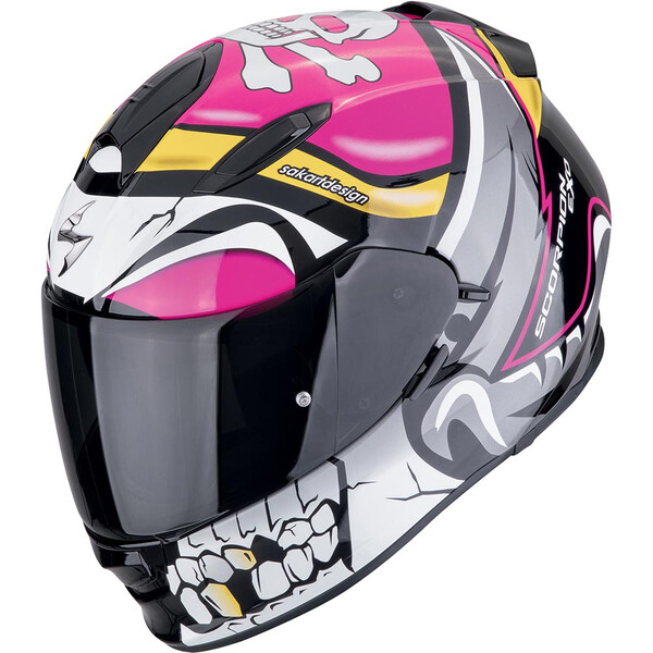Scorpion - Casque Exo-491 Pirate Blanc / Rose / Noir / Jaune
