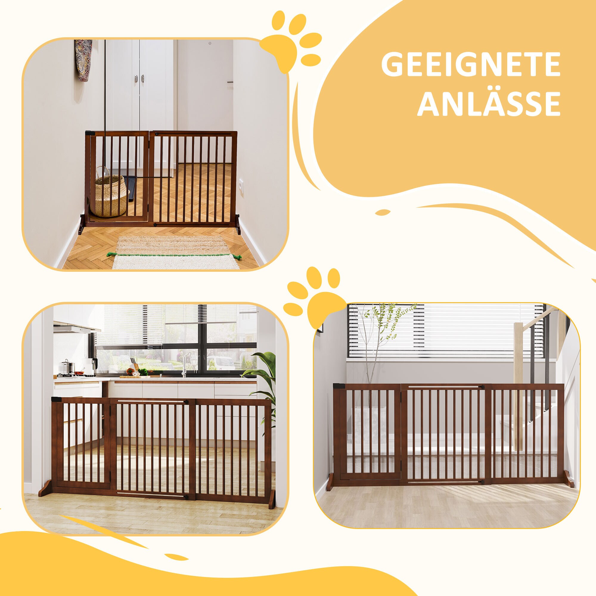 PawHut Absperrgitter verstellbare Länge 71H x 113-166L cm