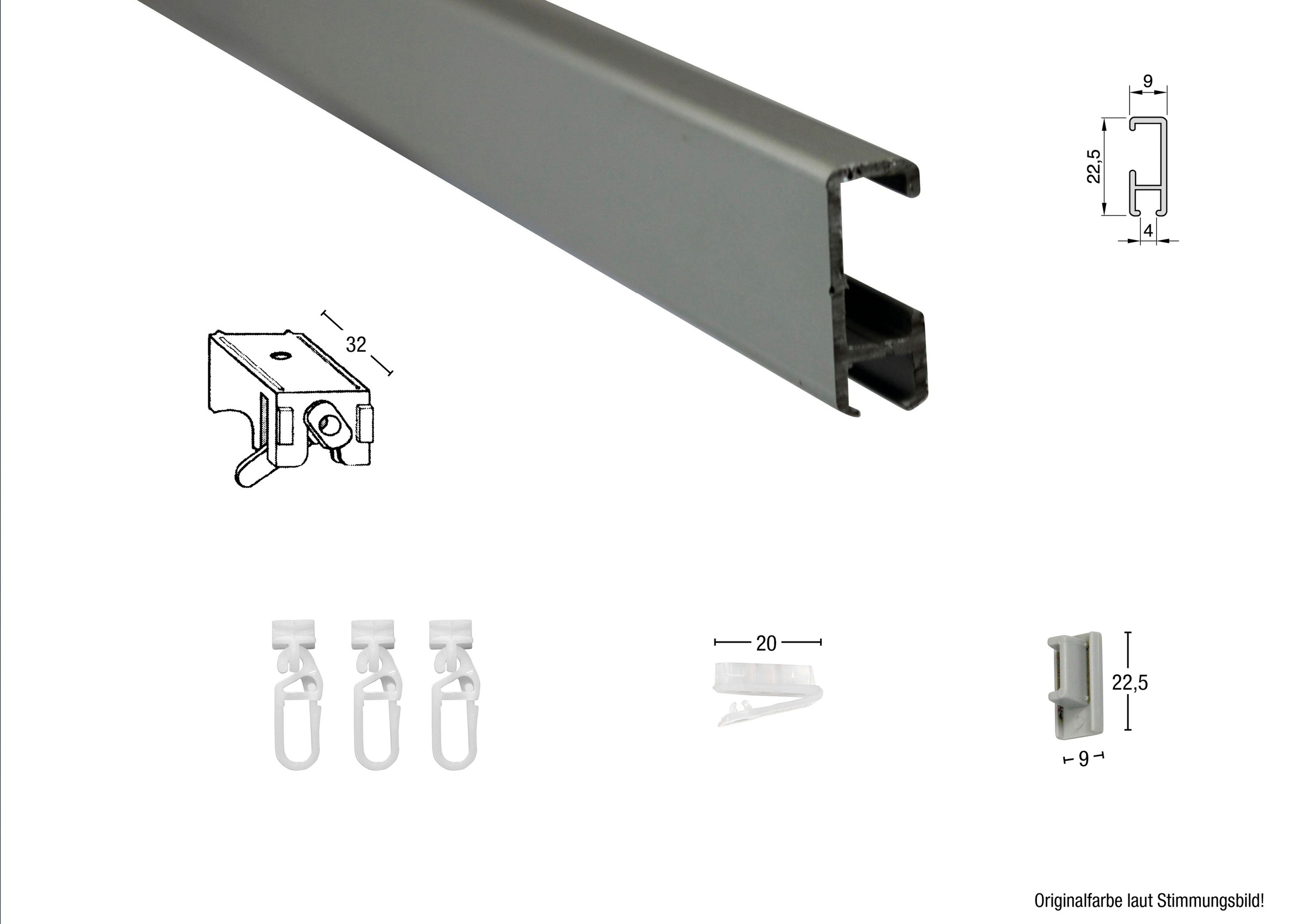GARESA Gardinenschiene »Bilder- oder Aluminiumschiene« 1 läufig-läufig Wunschmasslänge Aluminiumprofil, Wandmontage, Deckenmontage, verlängerbar, Endkappe