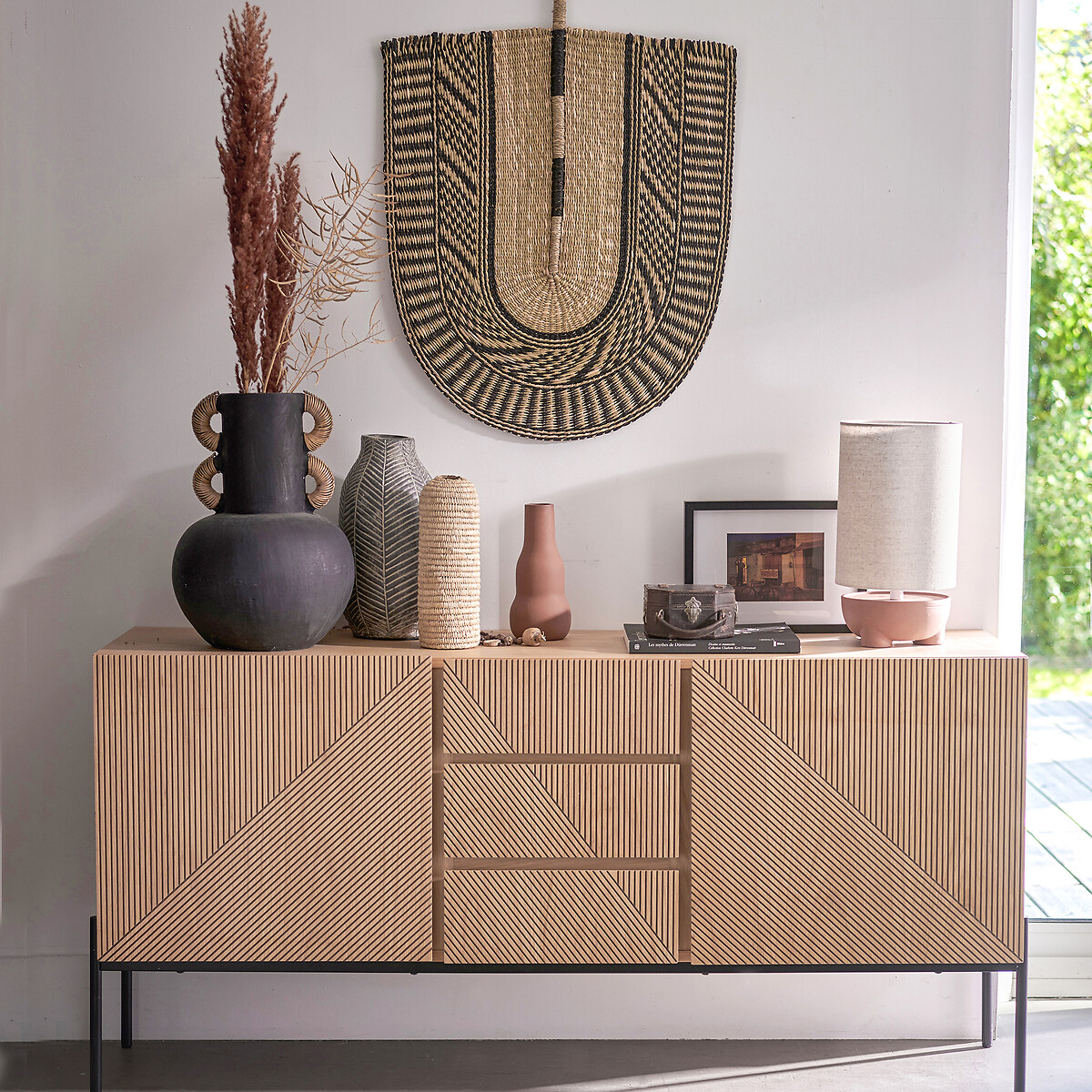 LA REDOUTE INTERIEURS<br>Móvel buffet vintage, 2 portas, 3 gavetas, Lodge