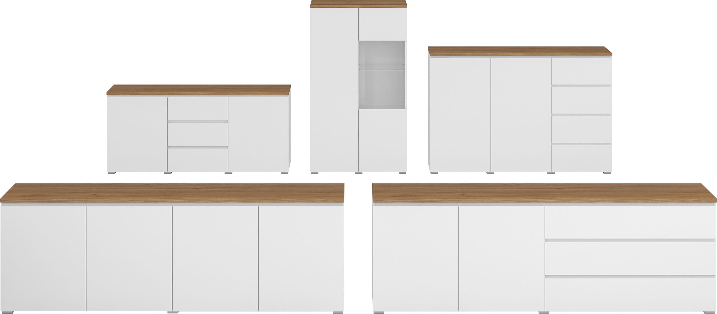 INOSIGN Sideboard »Modo, Breite 200 cm, moderne grifflose Kommode 4Türen« Anrichte mit viel Stauraum, Einlegeböden verstellbar