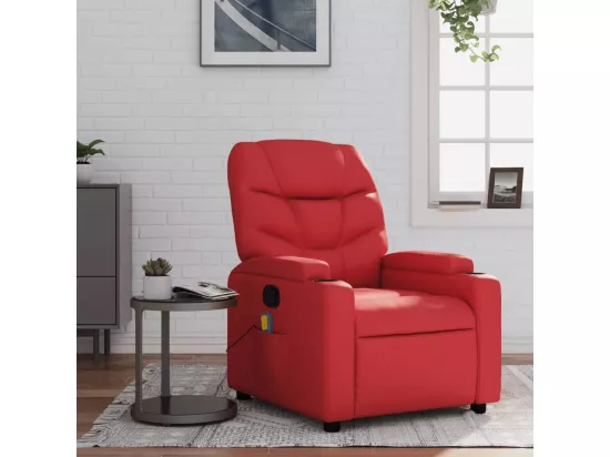 Fauteuil de massage inclinable rouge similicuir