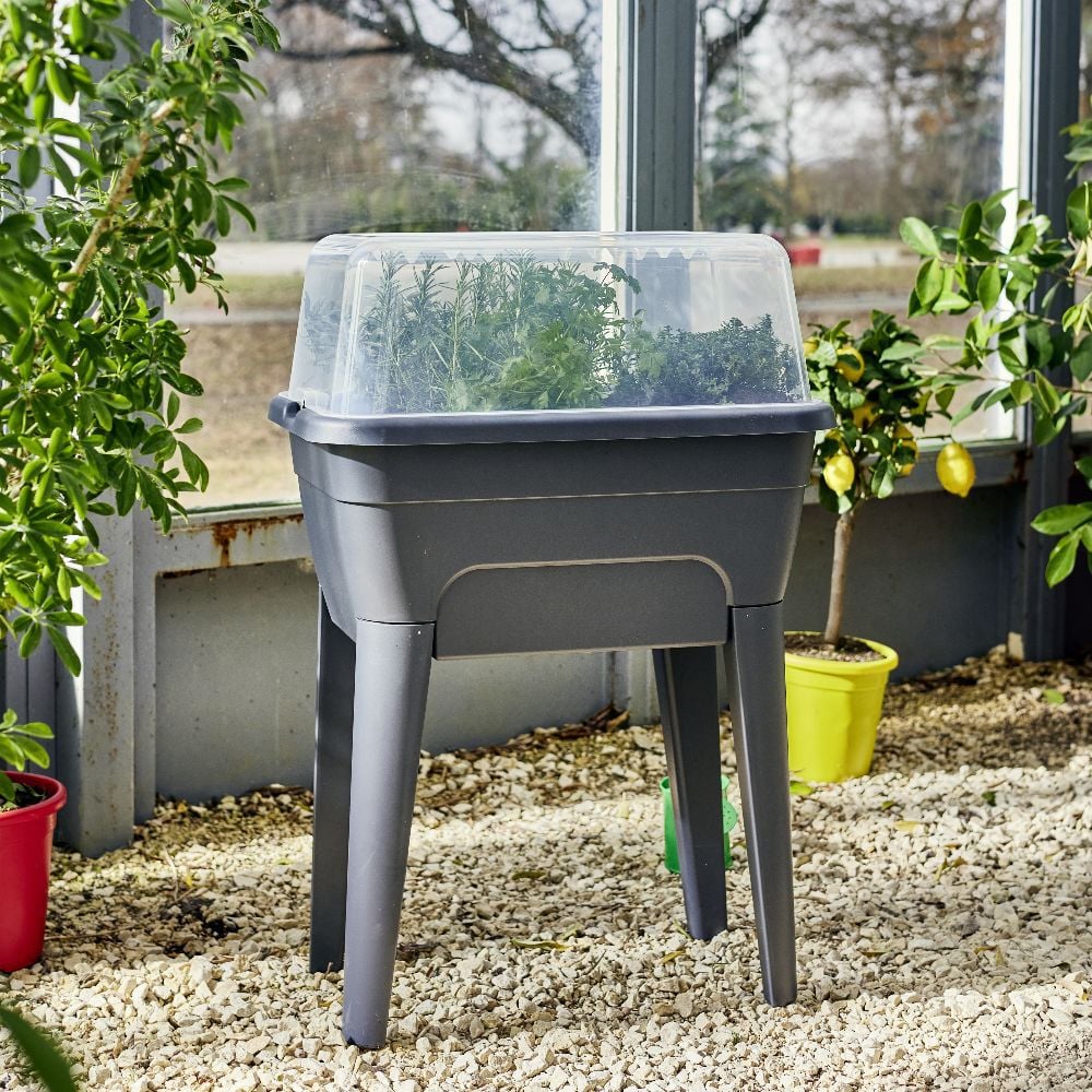 Table de culture Gary transparent et gris 59,4x39,3xH86,5cm