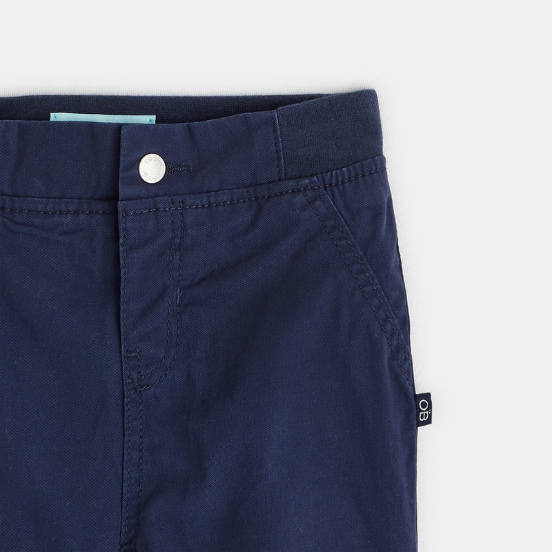 Pantalon toile effet denim doublé bleu bébé garçon