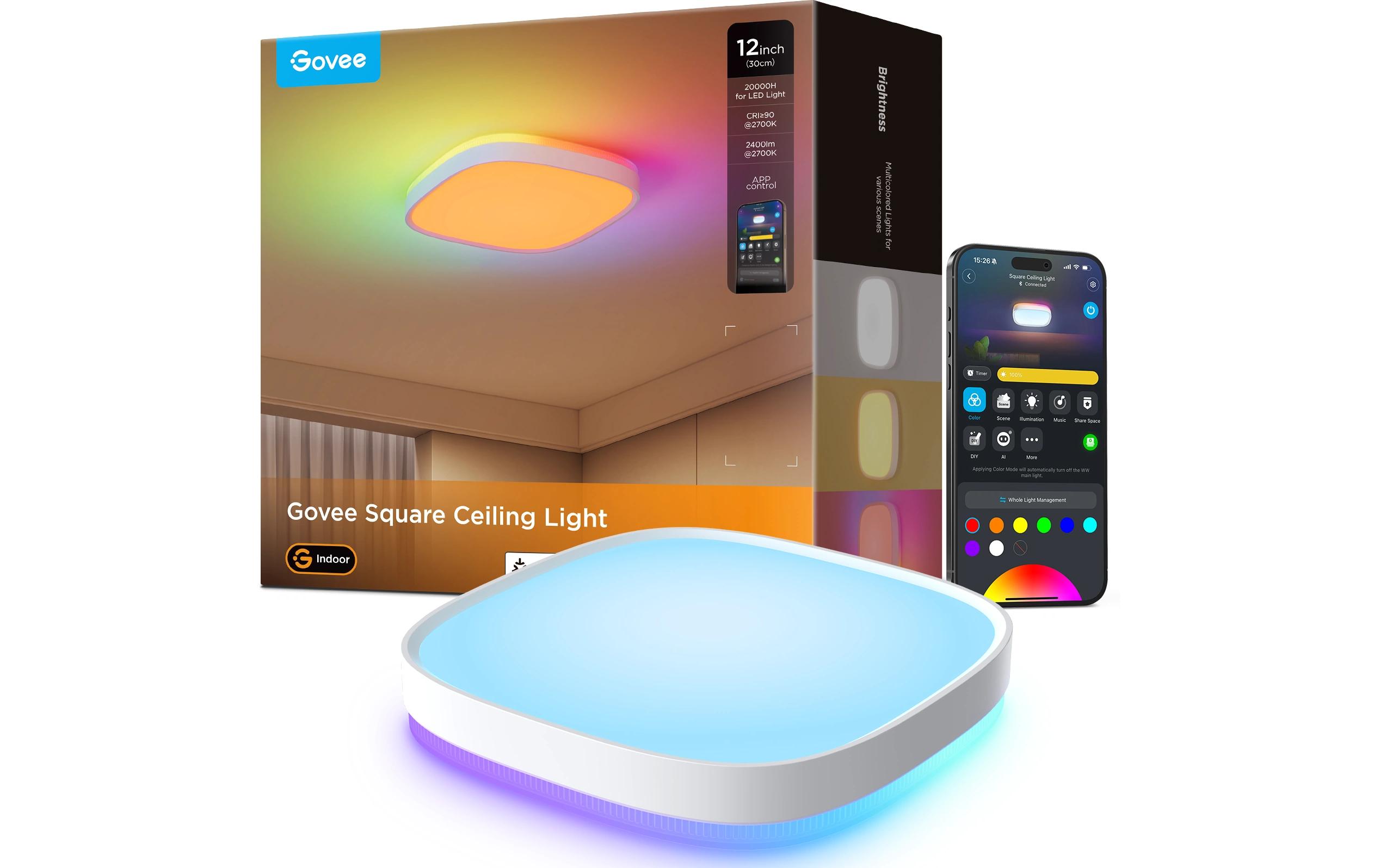 Deckenleuchte 30 cm, 24 W, 2400 lm, RGBWW + RGBICInnovative RGBWW und RGBIC Lichtpaneele