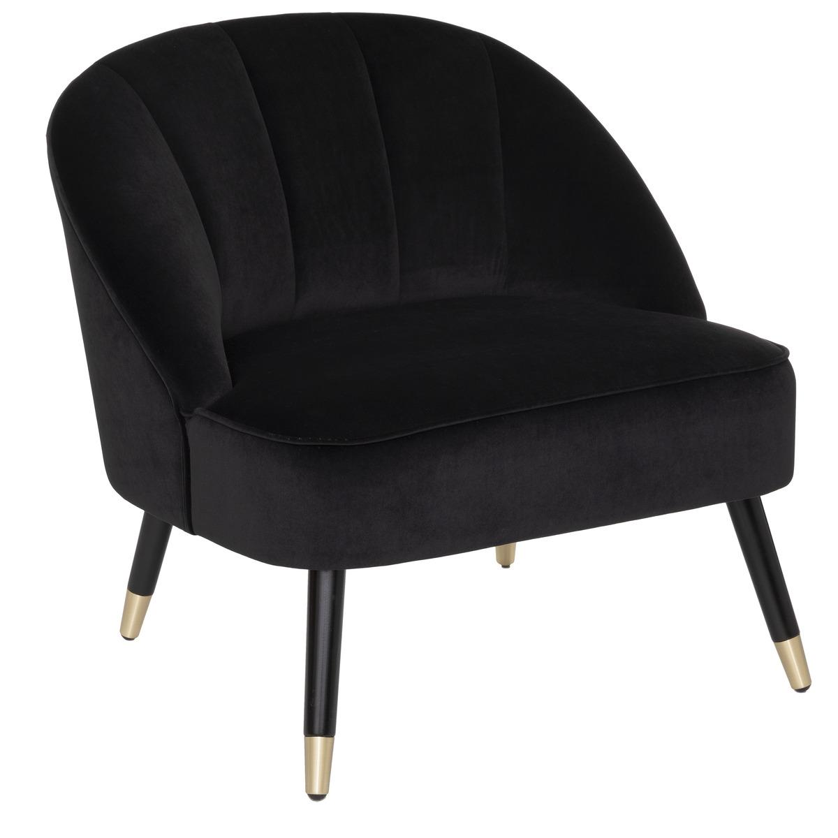 FAUTEUIL VELOURS PIED DORE NAOVA NOIR
