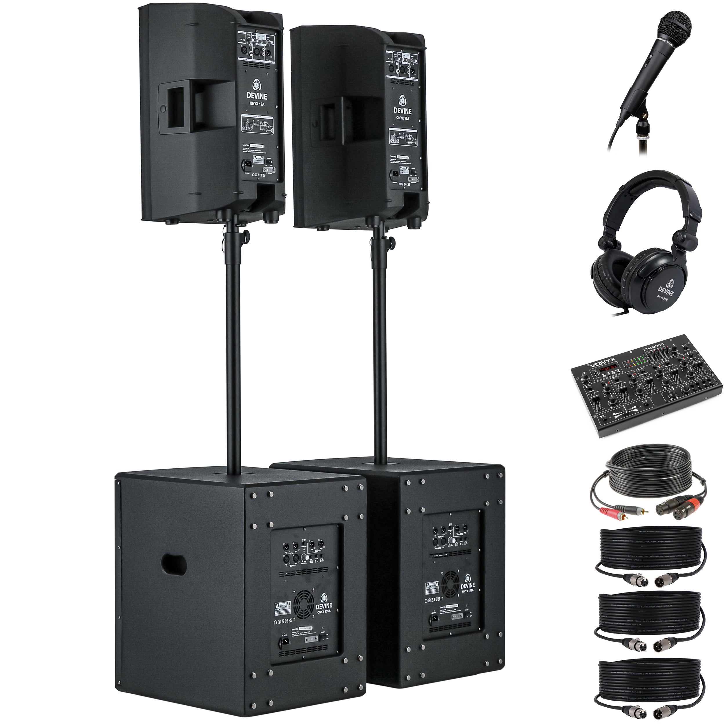 Devine Onyx speakerset + Bluetooth DJ-mixer