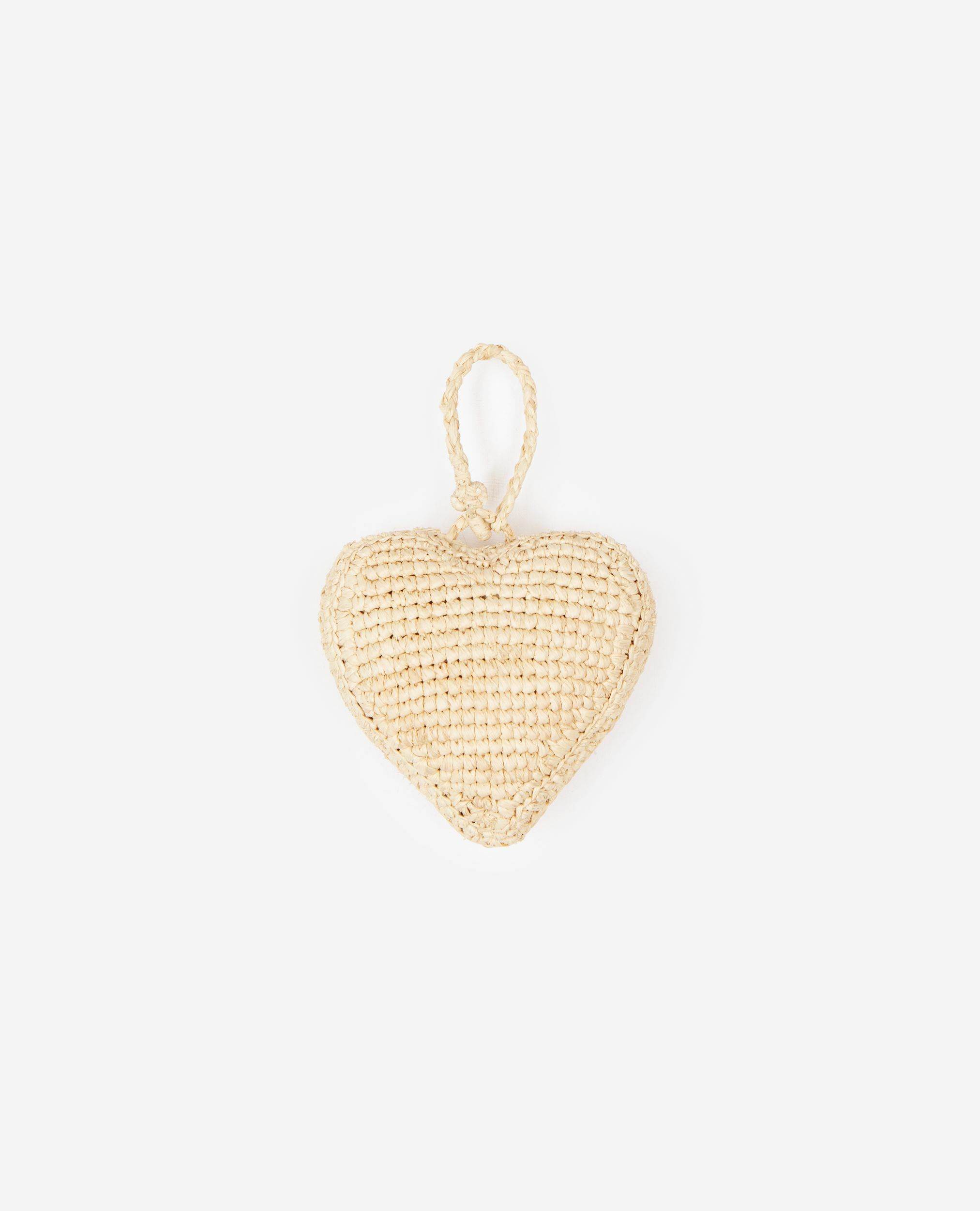 Bijou de sac cœur en raphia écru