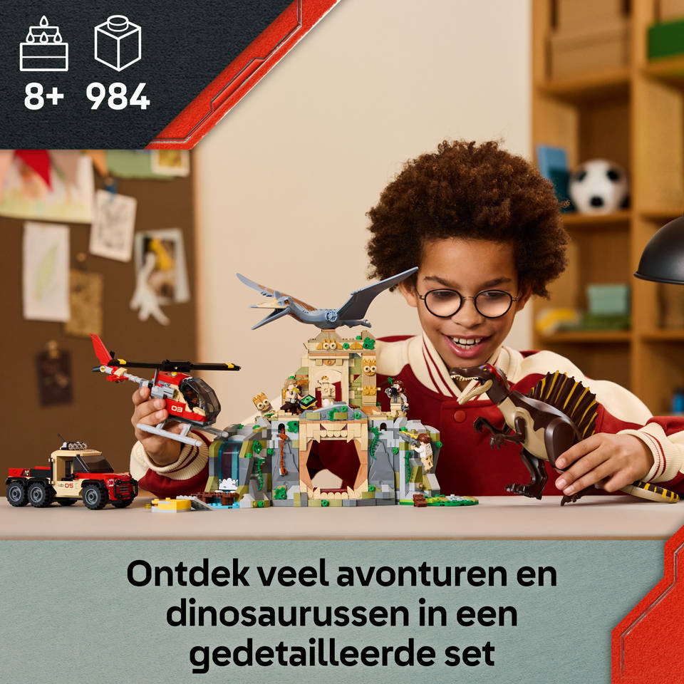 LEGO Jurassic World Spinosaurus en Quetzalcoatlus luchtmissie 76976