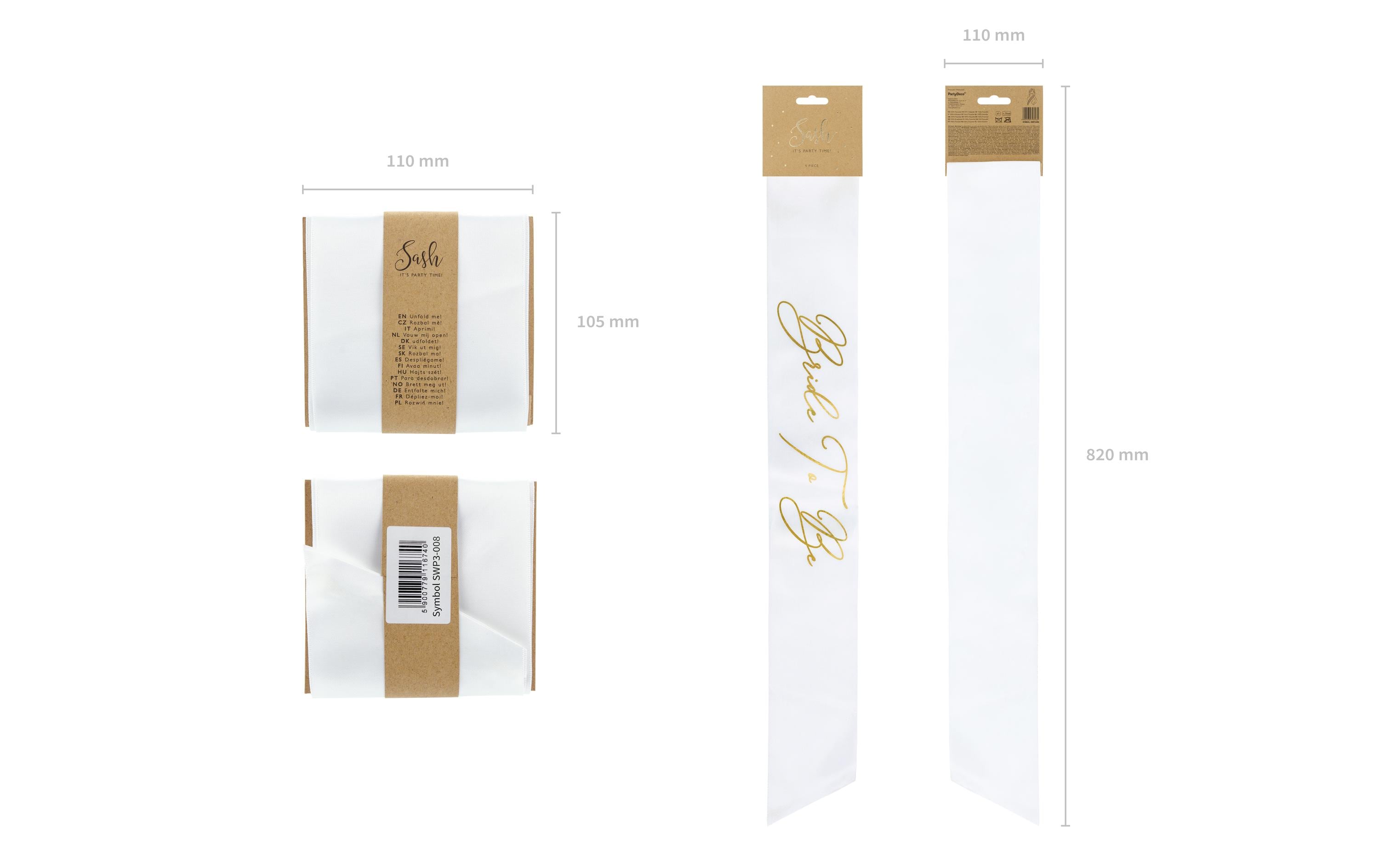 Hochzeitsaccessoire Bride to be 75 cm, Weiss/GoldSchleife als Accessoire für die Braut am Polterabend oder an der Hochzeitsfeier