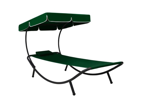 VIDAXL - Lit de repos d'extérieur avec auvent et oreiller vert