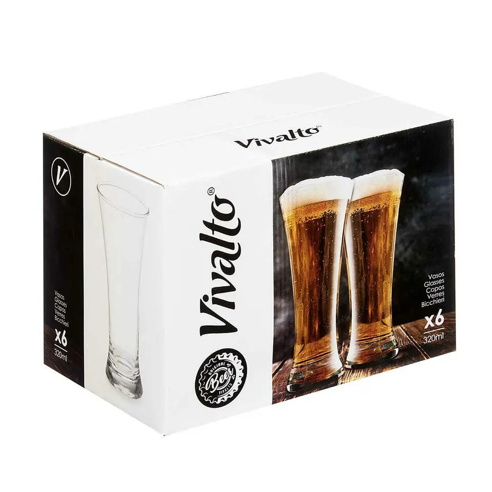 Vivalto Bierglazen - Flutes - transparant glas - 6x - 320 ml