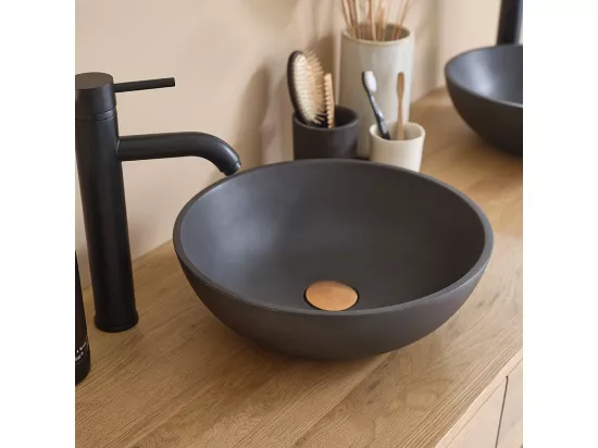 Vasque bol en beton gris 37 cm