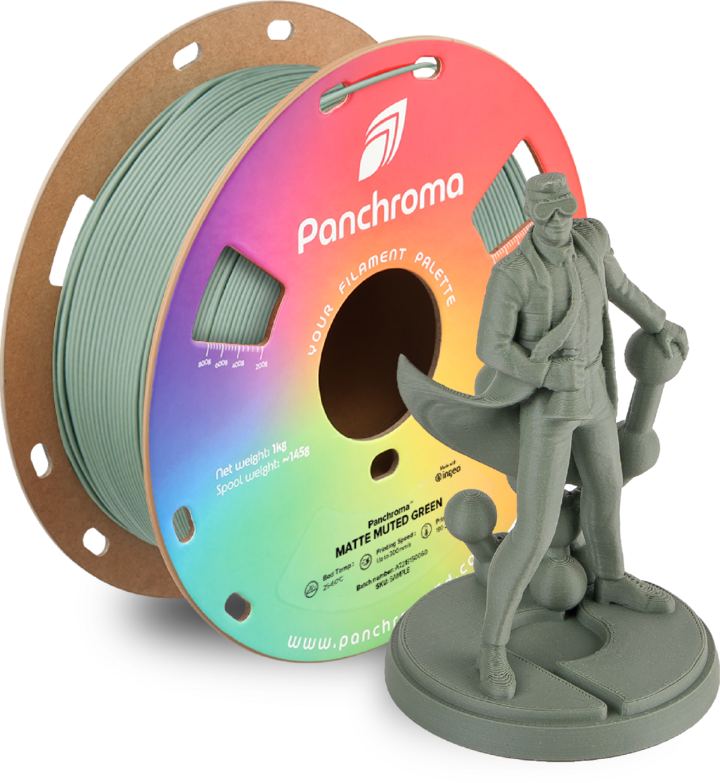 Polymaker  Panchroma™ PLA Matte Muted Green, 1,75 mm / 1000 g    Matte Eleganz in Army Muted Green
