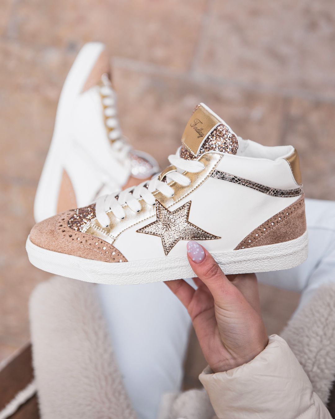 Basket femme étoile camel montante - Nelya