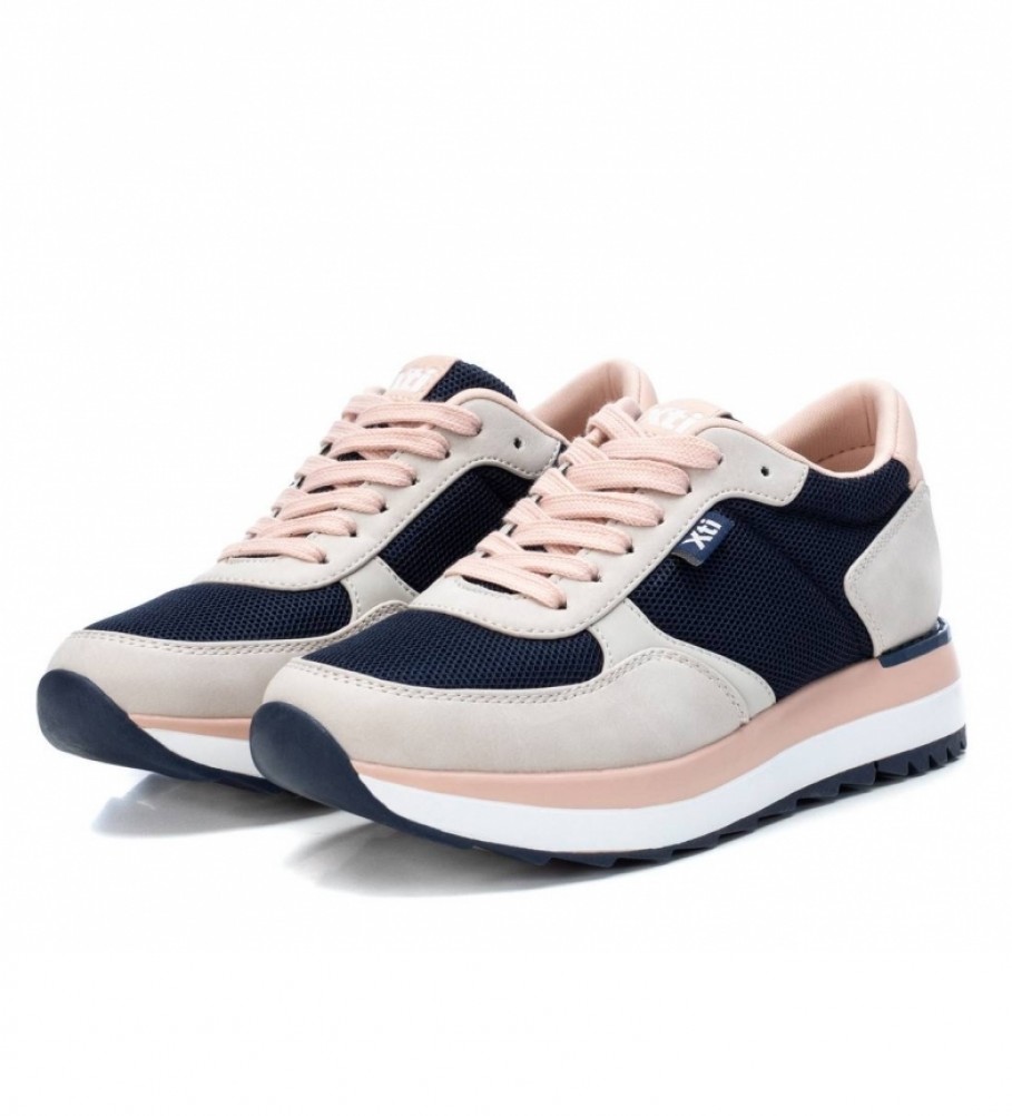 Tênis Xti 043436 bege, azul, rosa