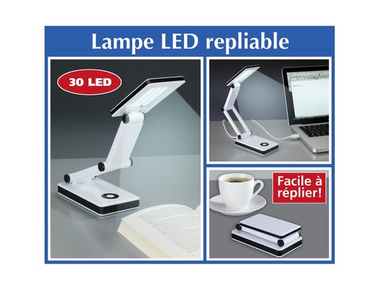 WENKO - Lampe à poser Lampe led de bureau pliante oka - h. 24 cm - blanc
