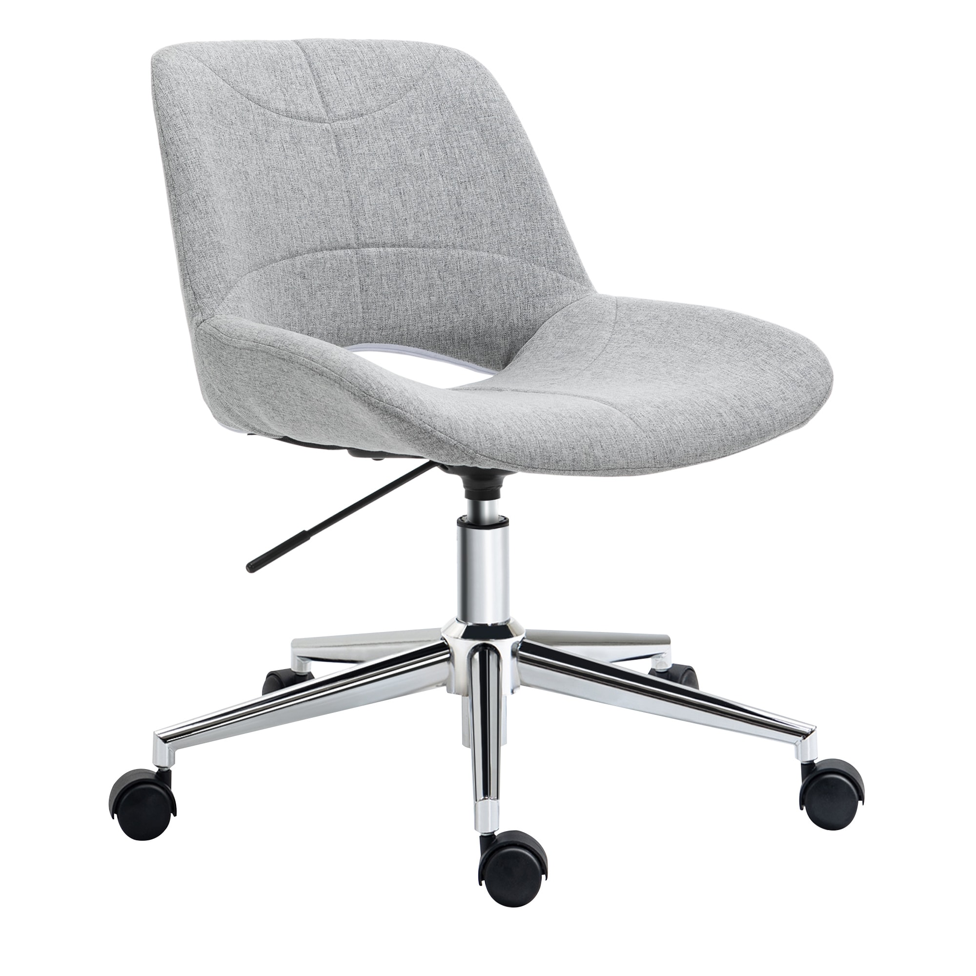 HOMCOM Höhenverstellbarer Bürostuhl mit Metallfuß und Rollen grau 49L x 56,5B x 73-82,5Hcm