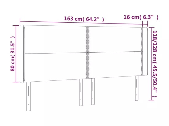 Tête de lit avec oreilles Crème 163x16x118/128 cm Tissu