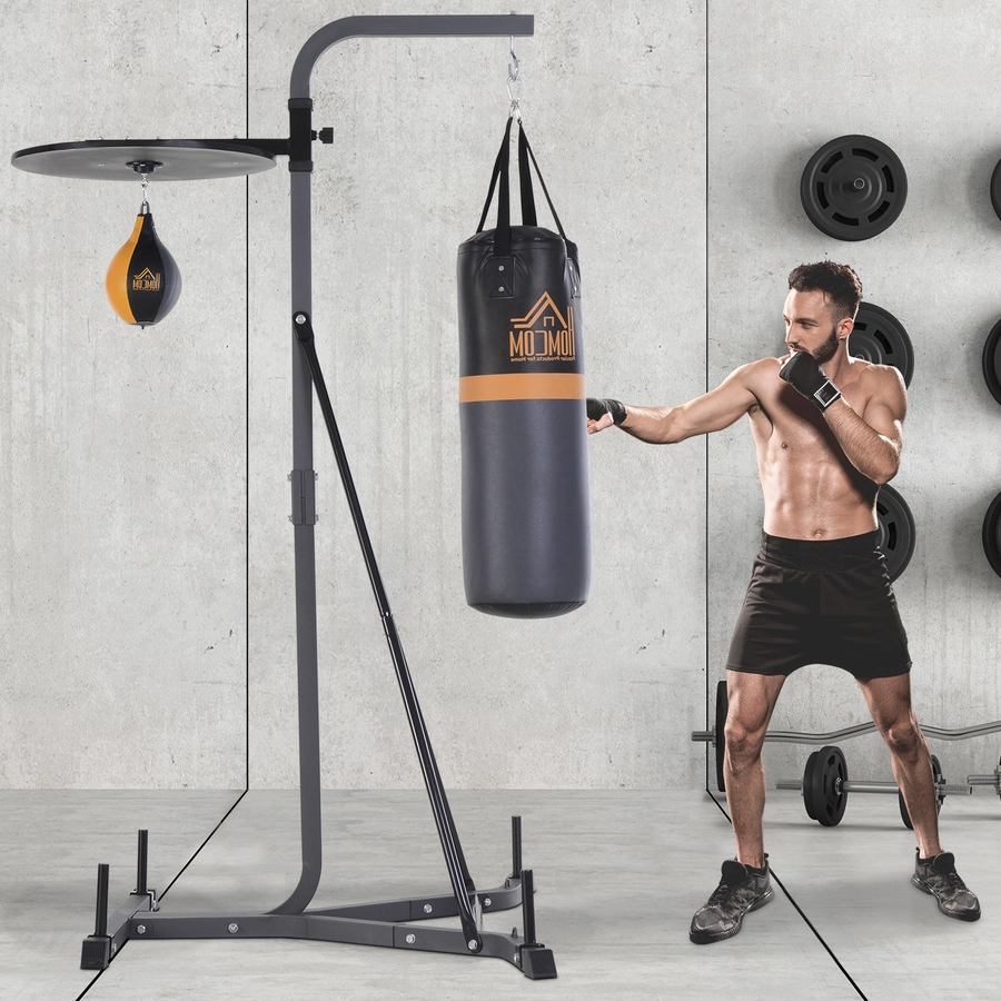 HOMCOM Boxsackständer mit Punchingball schwarz