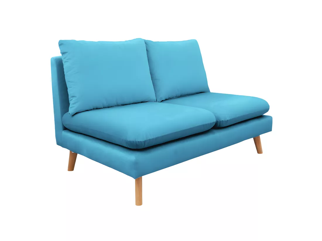 Chauffeuse 2 places pour canapé modulable en velours bleu - LASSIE