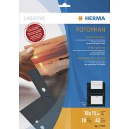 HERMA Fotophan Fotosichthüllen, 10 x 15cm hoch, schwarz, 10 Hüllen