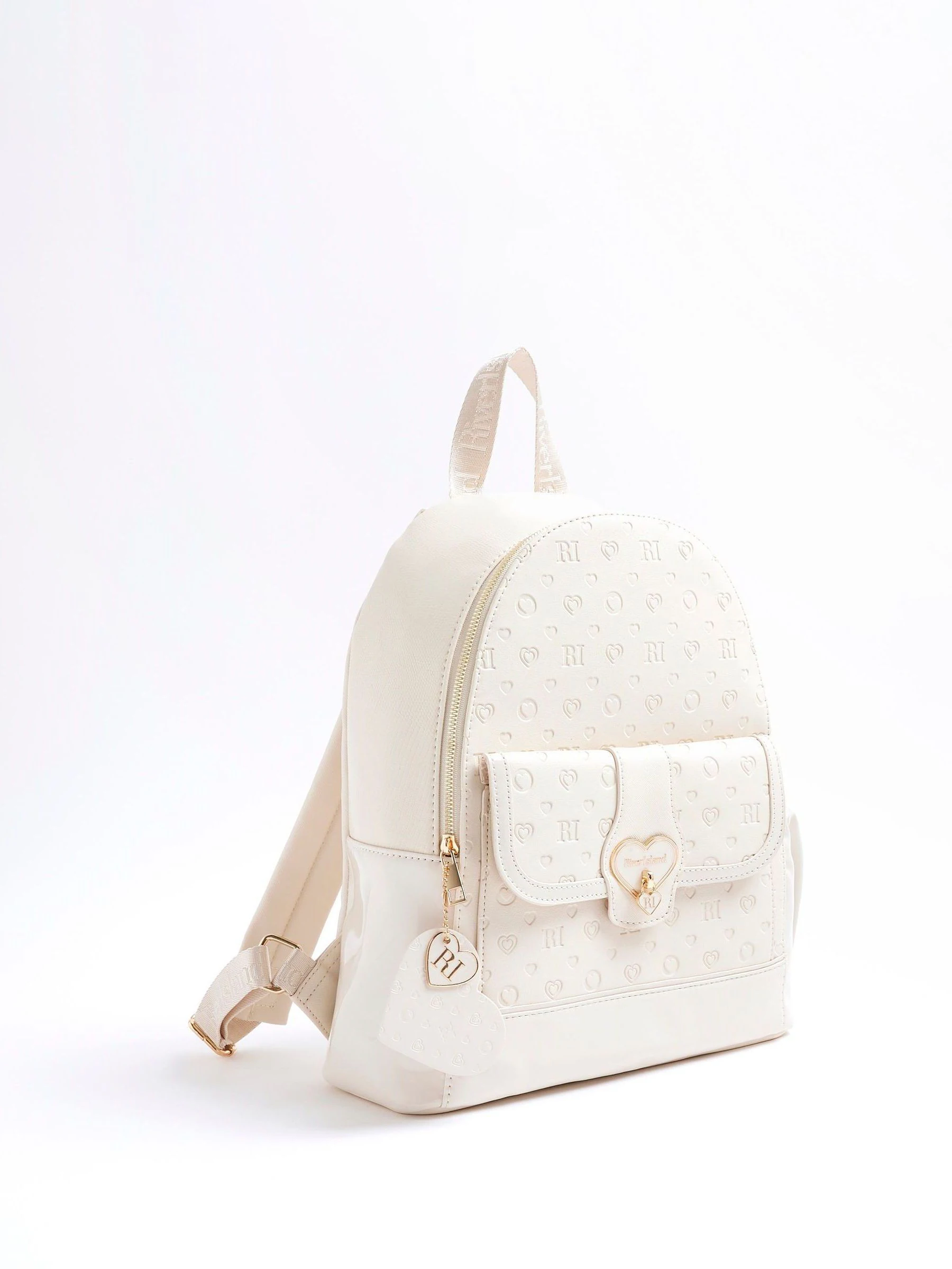 Crème - River Island Heart Lock Pocket Backpack