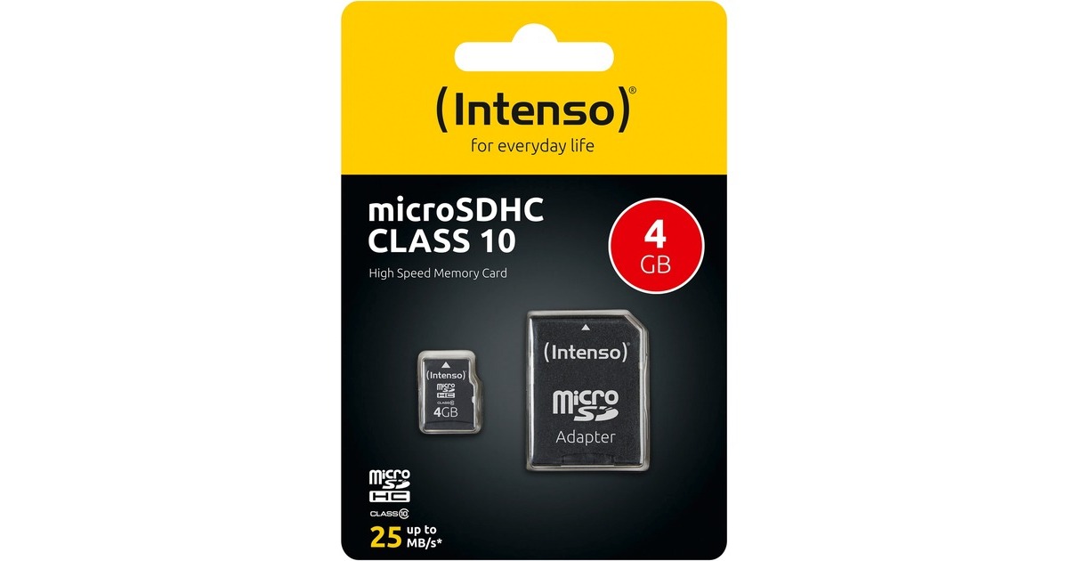 IntensomicroSDHC 4GB Class 10 geheugenkaart  (incl. SD adapter)