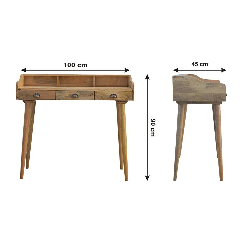 Artisan Furniture Solid hout Bureau met Rugleuning en Schelpvorm