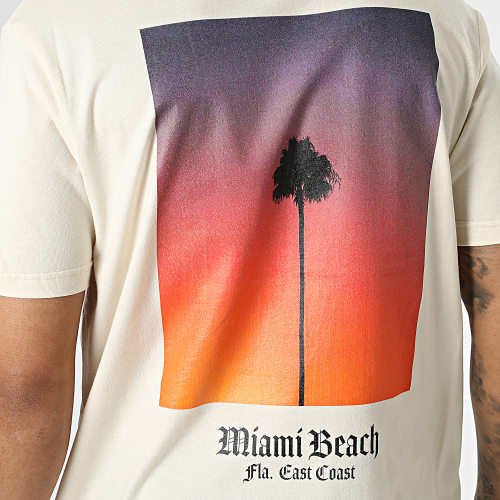 Tee Shirt Oversize Large Miami Basket Ball Beige