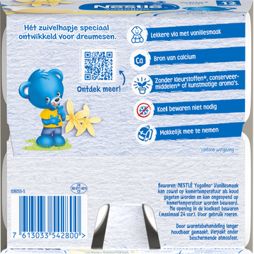 Nestlé Yogolino® Vanillesmaak 12+ maanden baby toetje 4 x 100 g