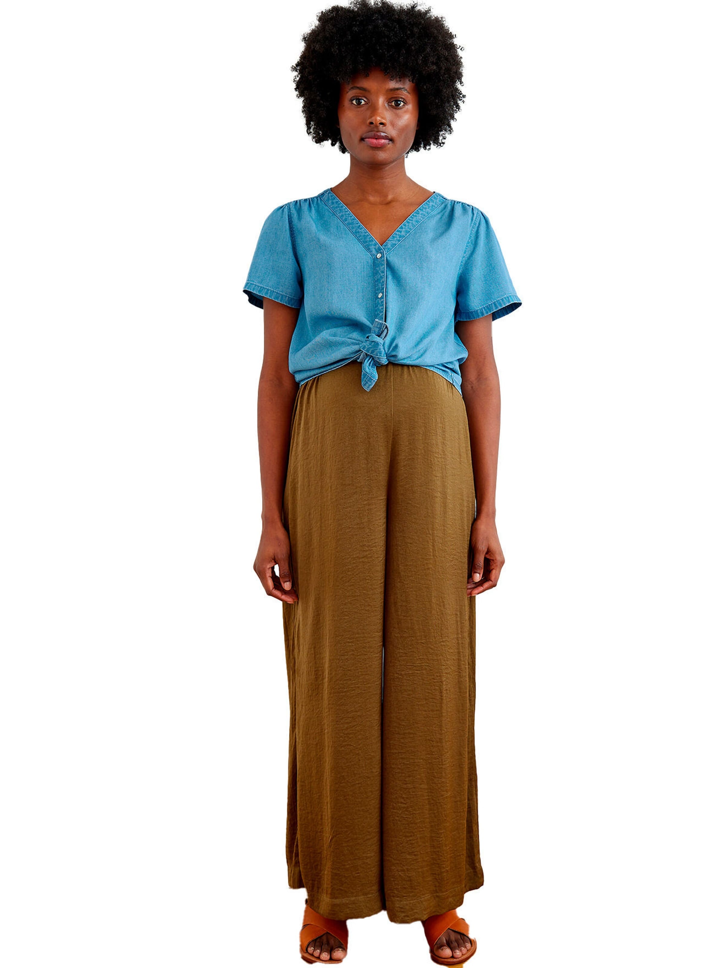 Vertbaudet Bluse für Schwangerschaft und Stillzeit aus Lyocell, Druckknopfverschluss blue stone