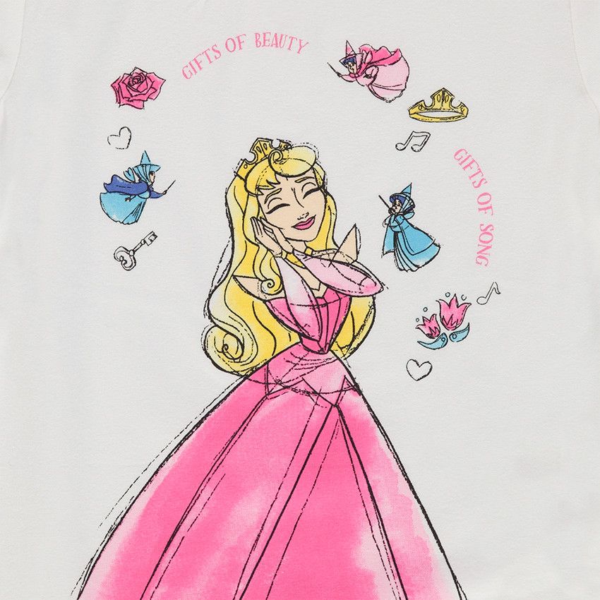 Pyjama en jersey Disney print Belle au bois dormant - Ecru