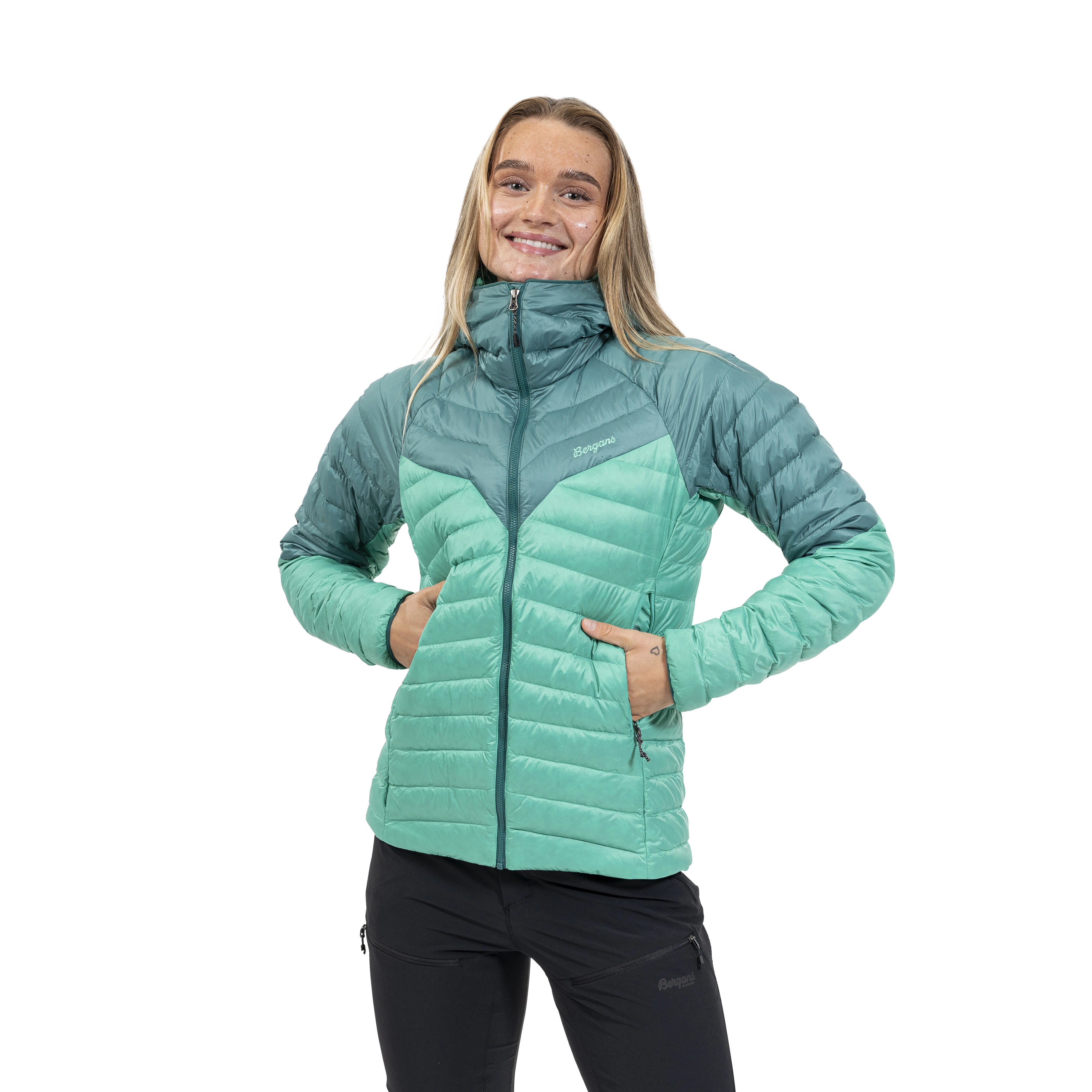 Tind Light Down Jacket Hood Women Light Malachite Green / Malachite Green