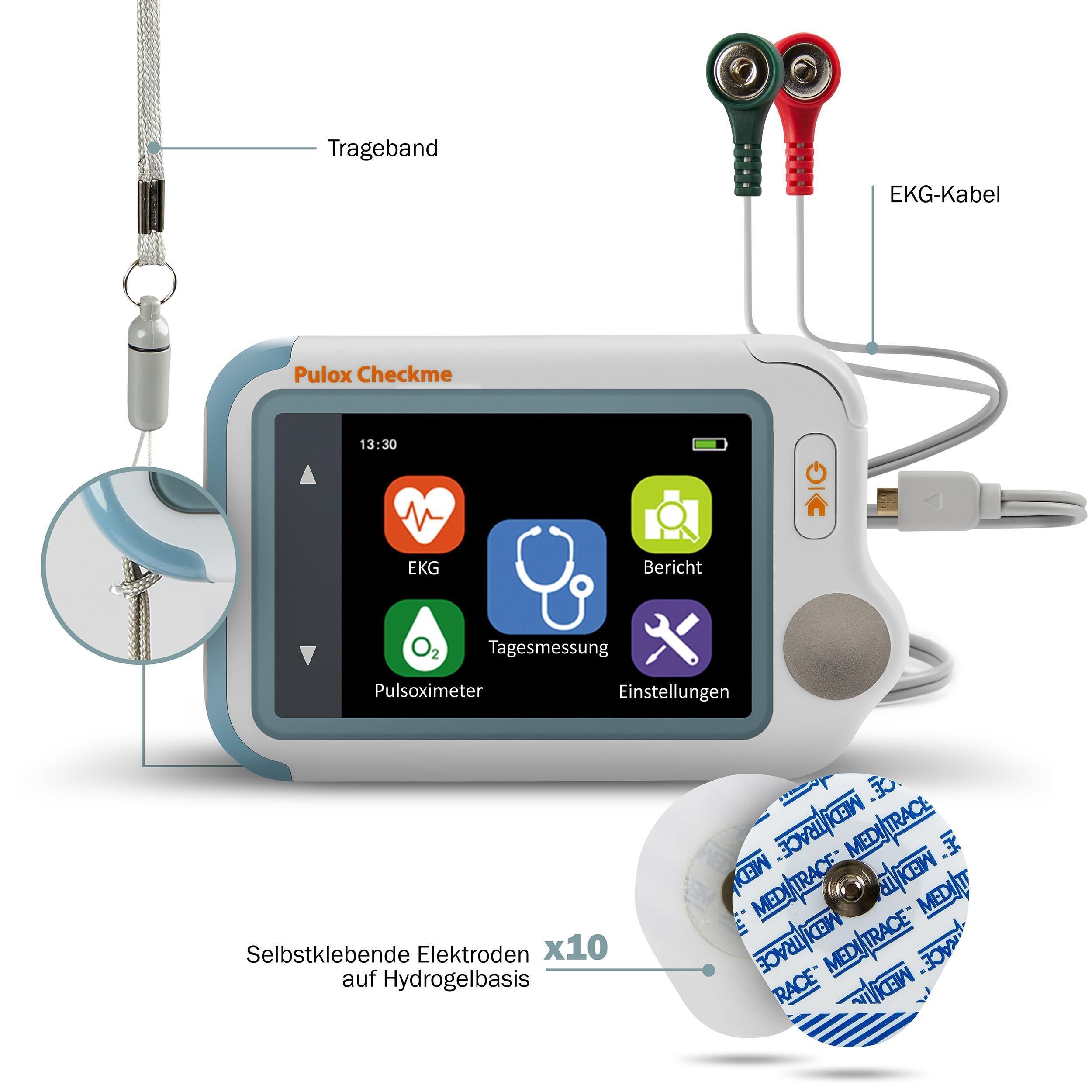 Pulox - Checkme Lite - Tragbarer Vitalcheck EKG Monitor mit Pulsoximeter