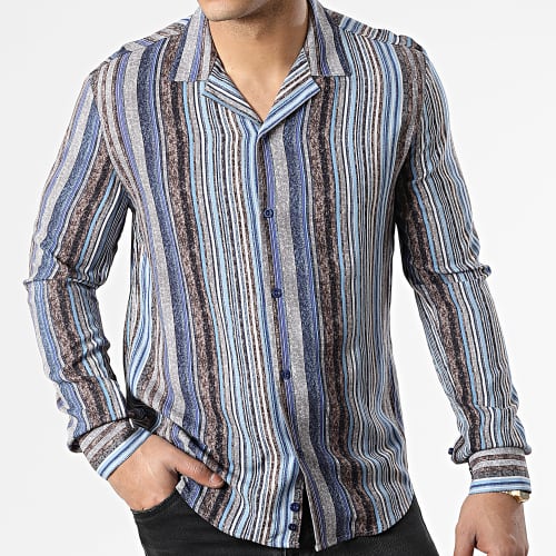 Chemise Manches Longues G-9035 Gris Bleu