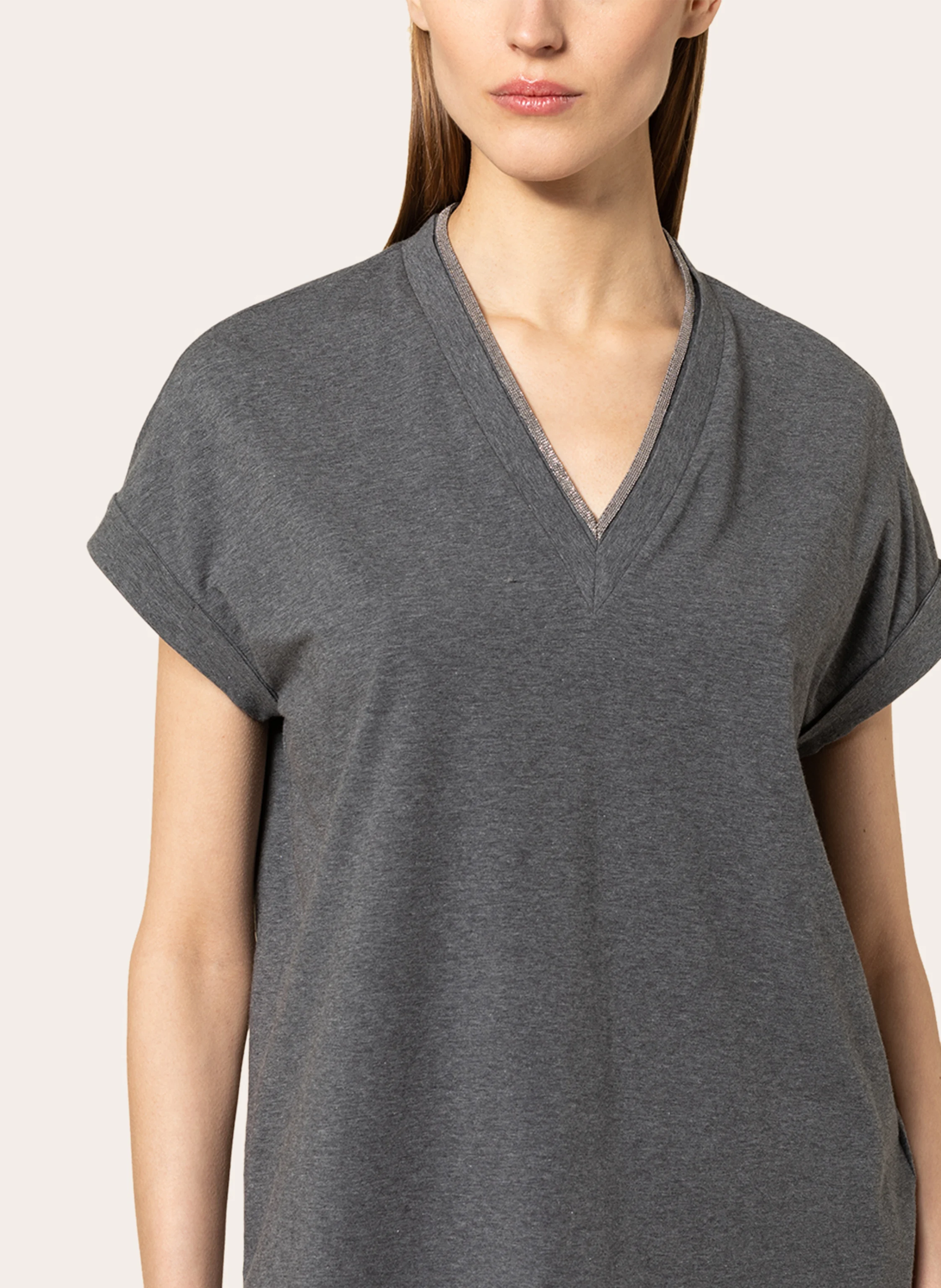 BRUNELLO CUCINELLI T-Shirt mit Schmucksteinbesatz