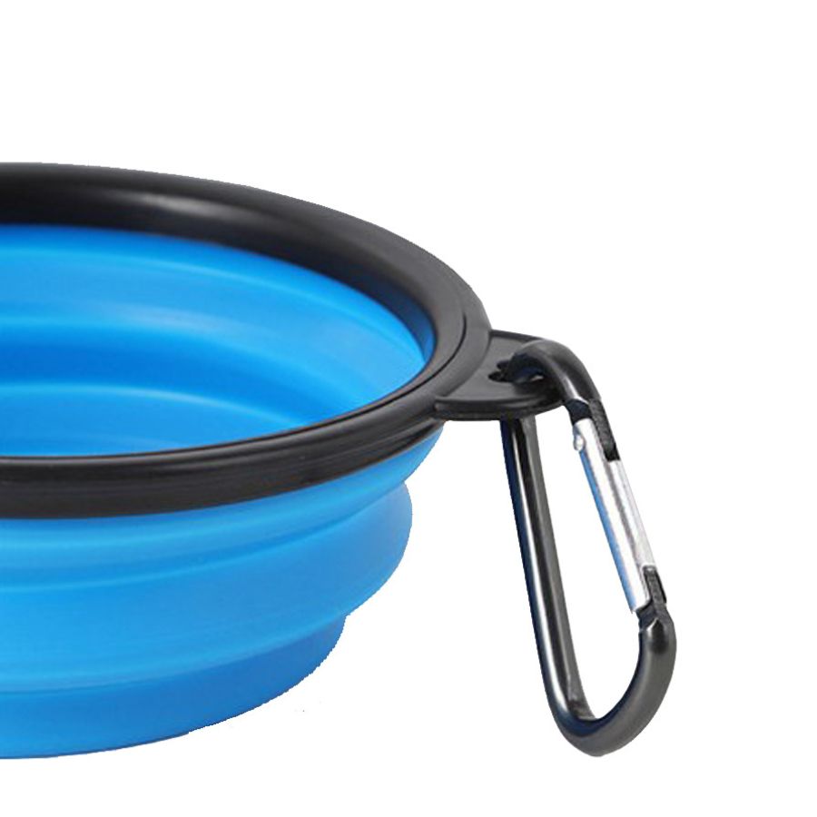 Tigela dobrável para água e comida de animais de estimação, ideal para viagens.