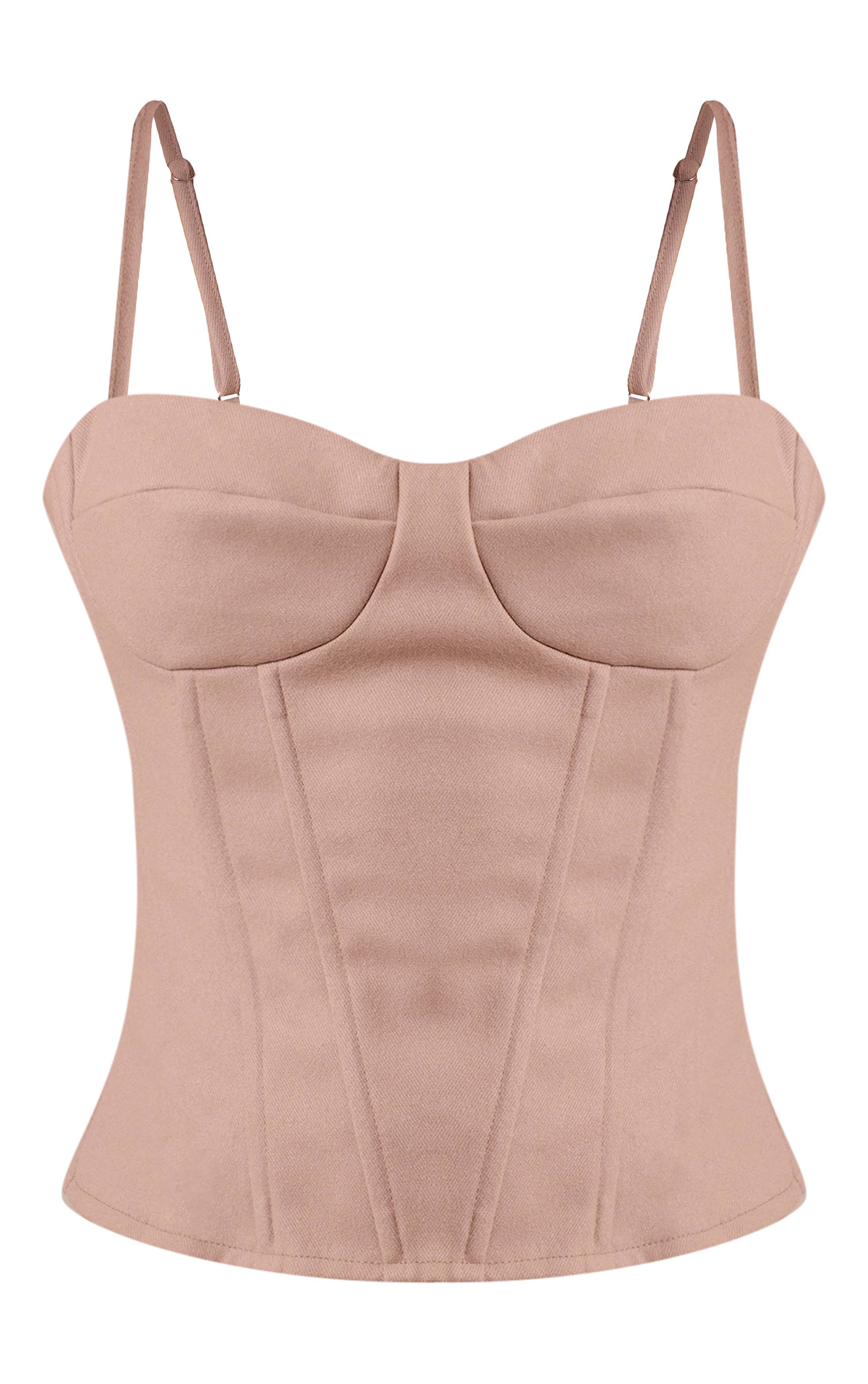 Gris Pierre Haut Corset Structuré En Laine Texturée