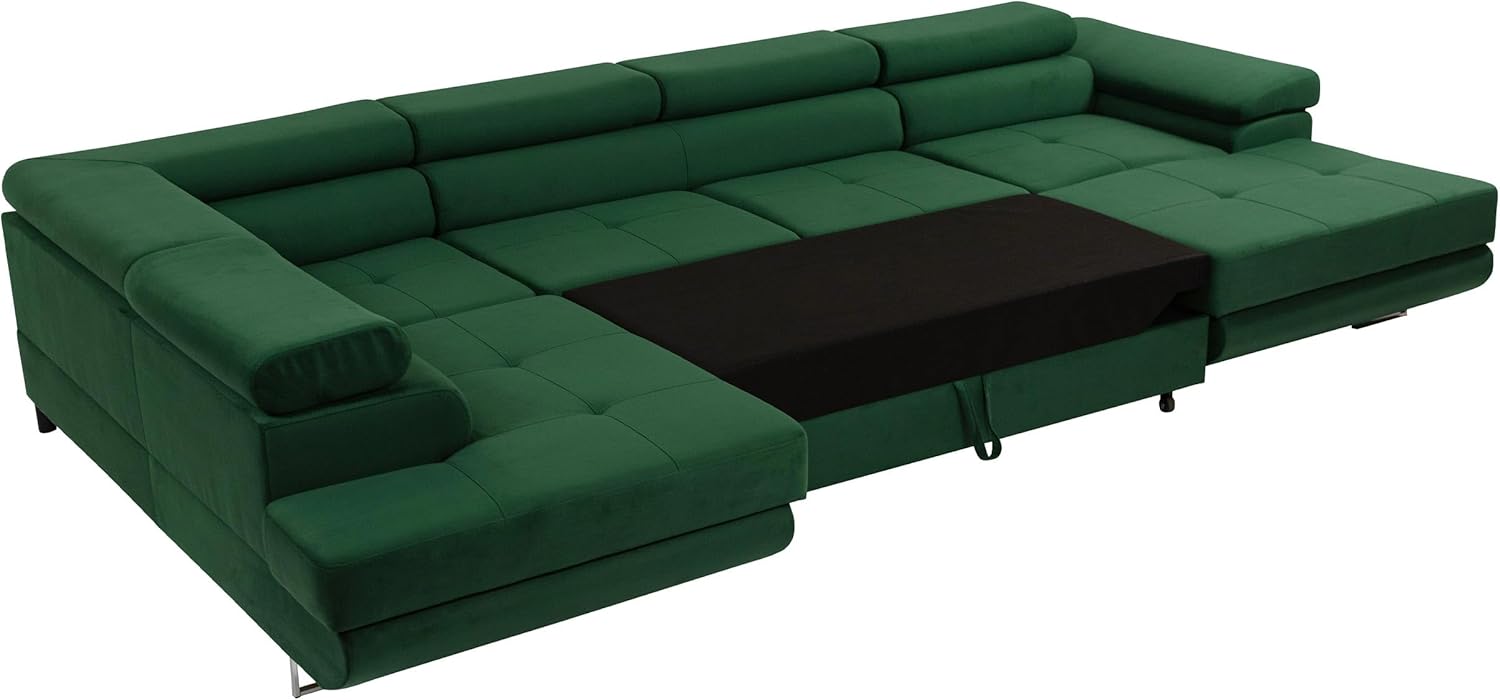 Mirjan24 Ecksofa Torezio Bis mit Bettkasten, Einstellbare Kopfstützen, Sofa mit Schlaffunktion, Eckcouch für Wohnzimmer, Polsterecke, U-Form Couch mit Bettfunktion (Manila 16, Seite: Rechts)