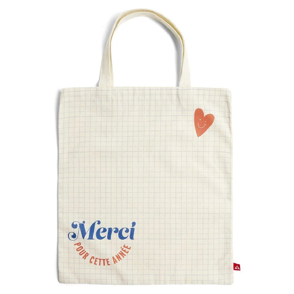 Tote bag coton beige imprimé Merci pour cette année - 4 modèles