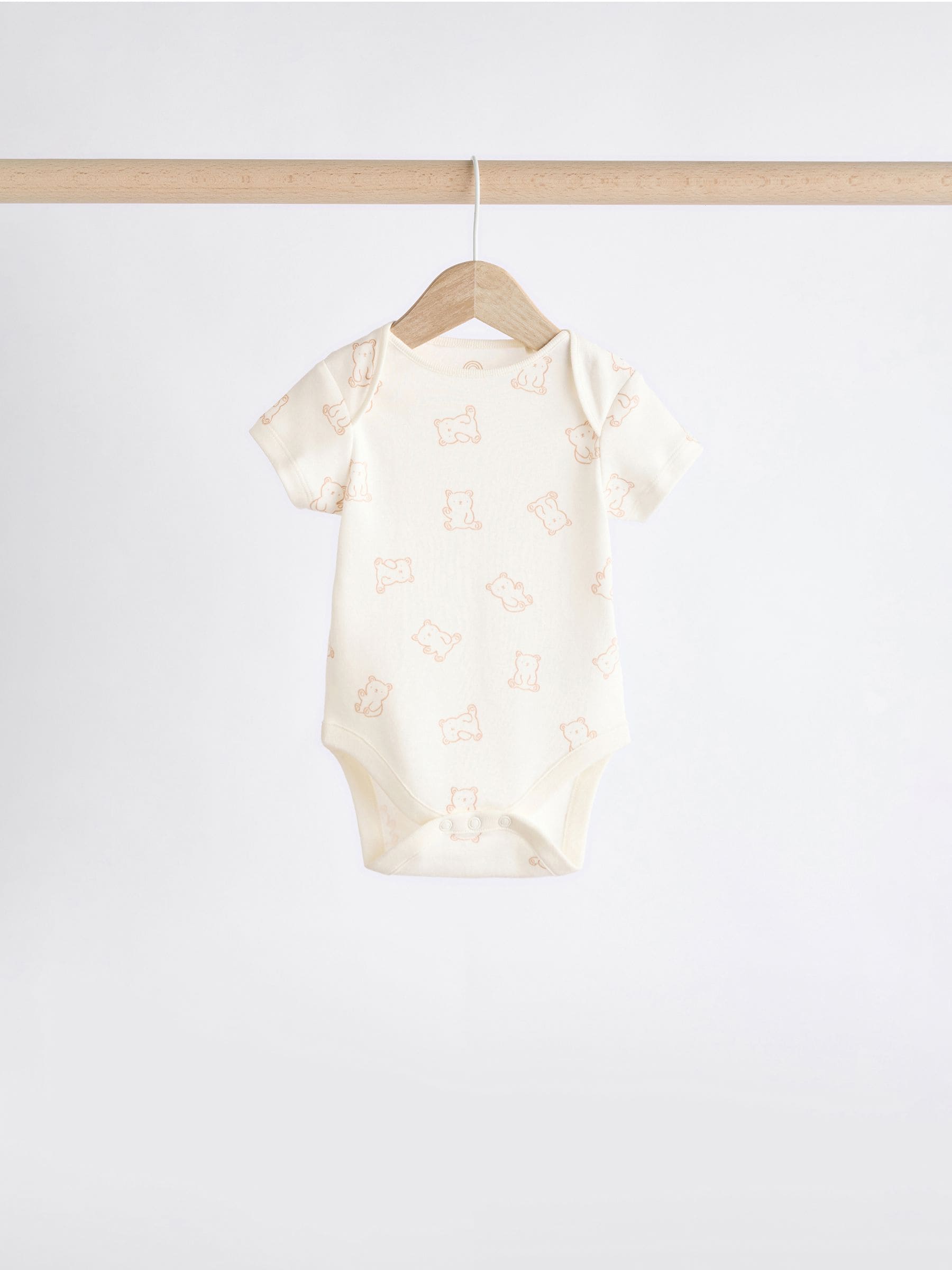 Neutraal - Babyrompers met korte mouwen en berenprint 5 stuks