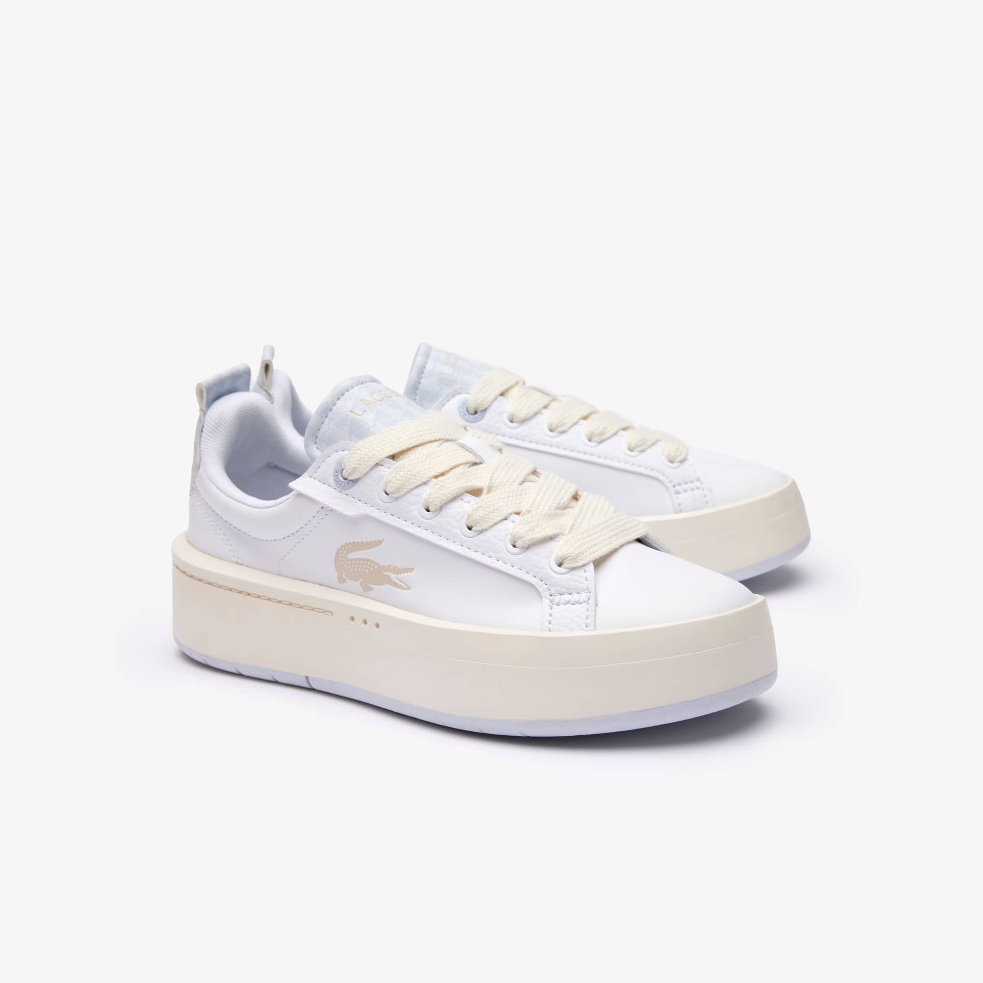 Sneakers Carnaby Platform femme en cuir monogrammé Sneakers - Blanc - Lacoste - Femme