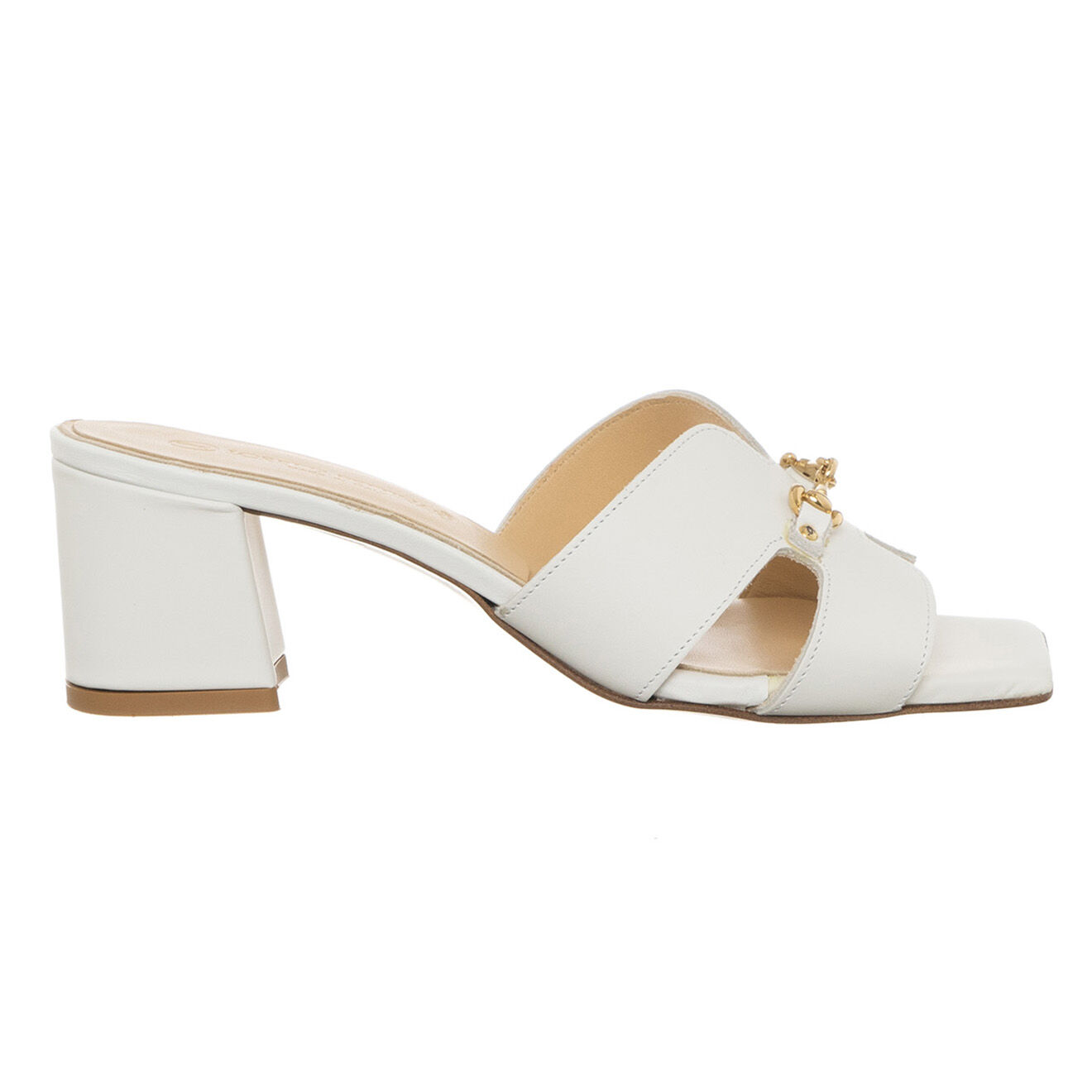 Loretta Pettinari Mules en Cuir Lopa blanches - Talon 6 cm