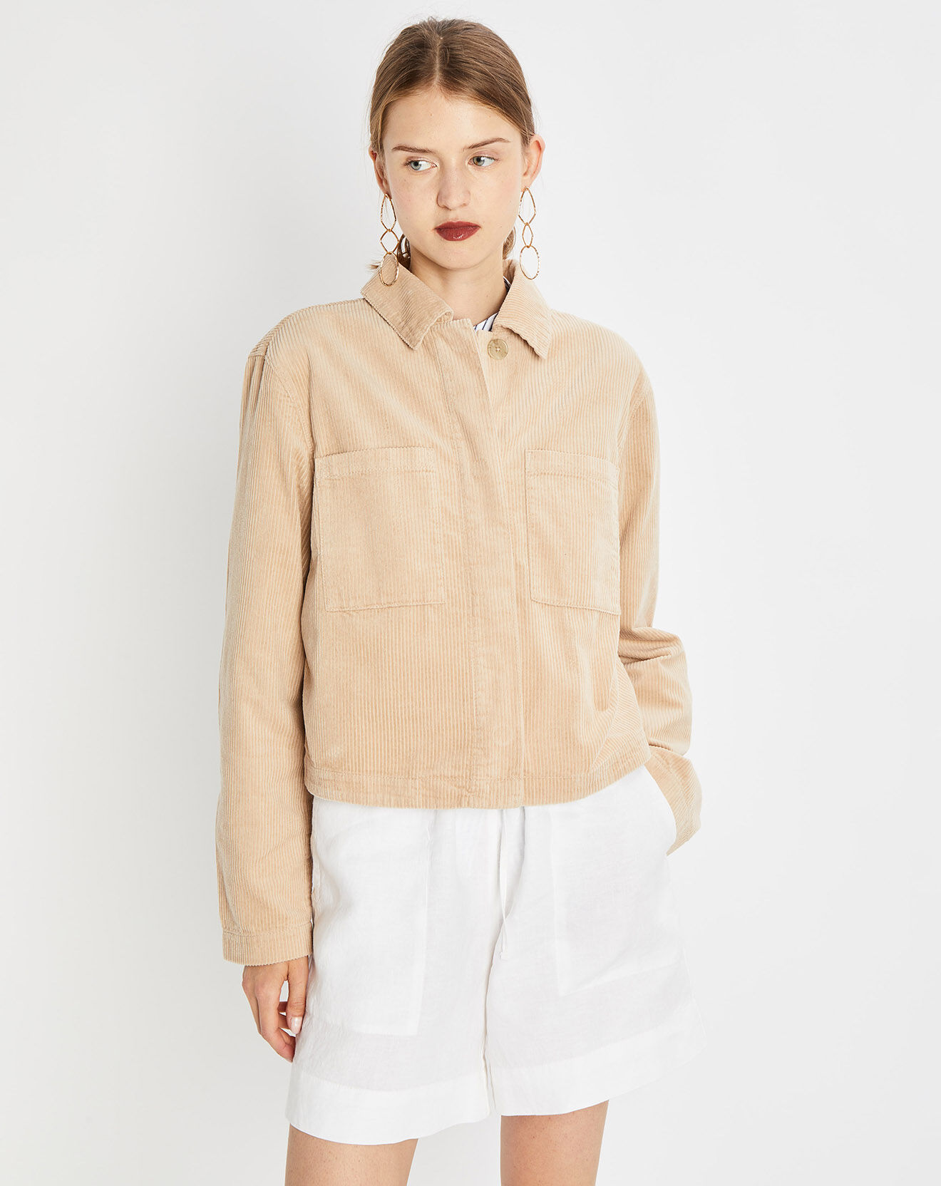 Marc O'Polo Veste courtes en Velours côtelé beige