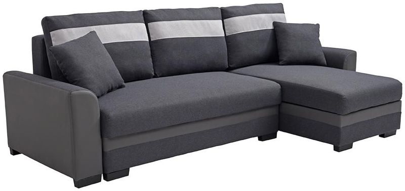 GIANI II - Hoekslaapbank - Antracietgrijs - 100% Polyester, Kunstleer