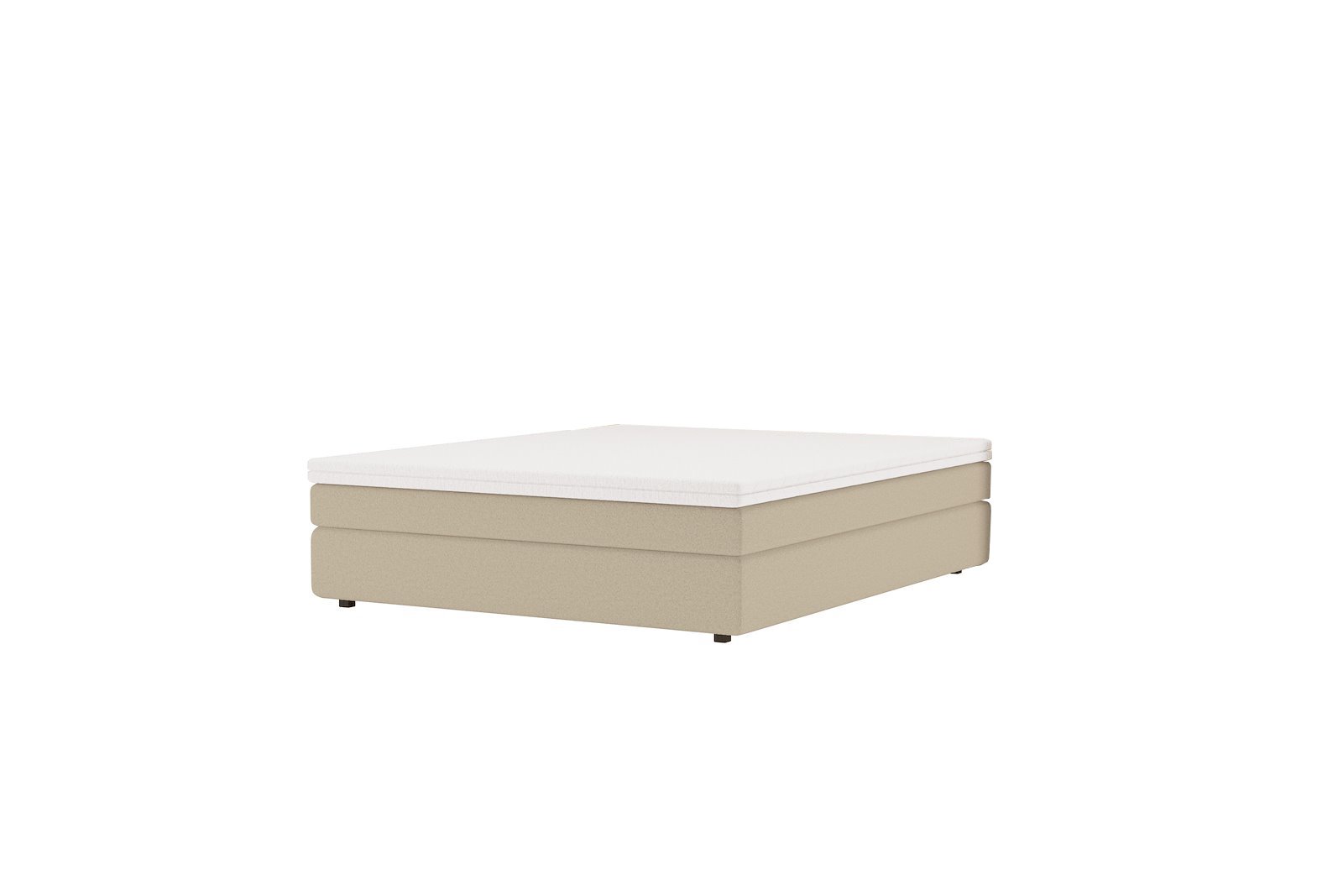 Premium LUX 3 kontinental 160x200 cm I tekstil Copenhagen 904 beige. Medium / fast med Premium lux 3 overmadrass og sort firkantede ben 10 cm, gavl selges separate