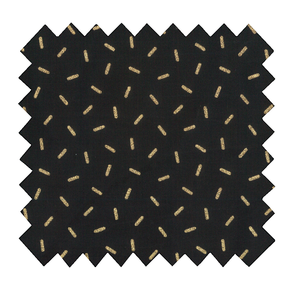 Coupon Tissu 50 Cm Paille Dorée Noir